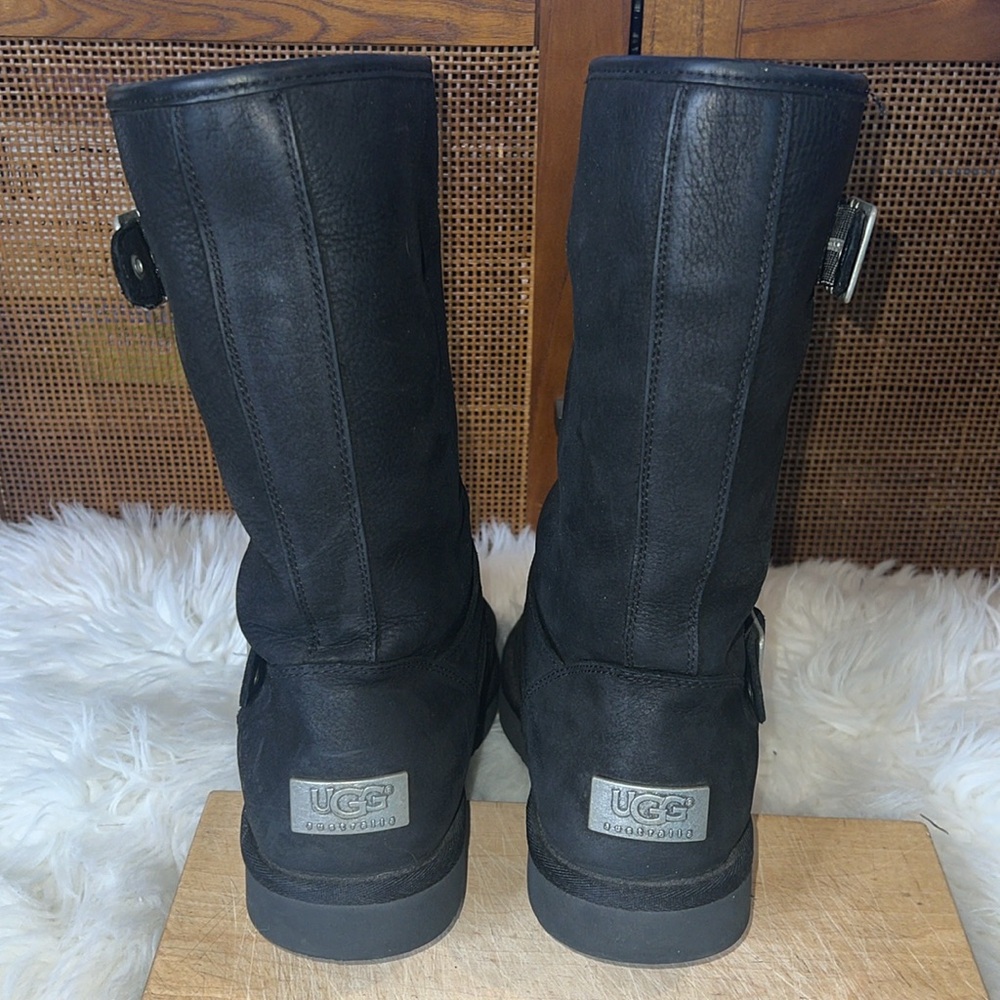 Uggs Buckle detail Mid Calf Suede Leather and Sherpa Lined Boots - Picture 5 of 9